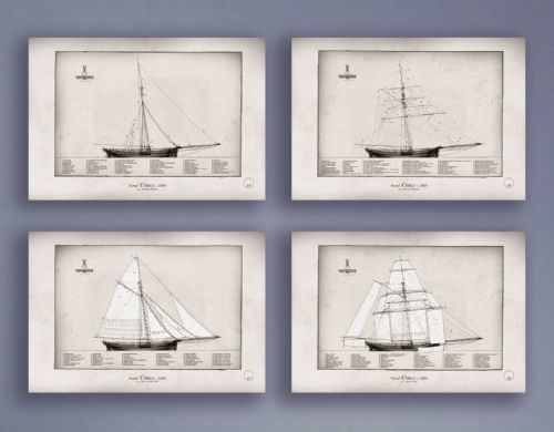 The Naval Cutter by Tony Fernandes - set of 4 rigging prints